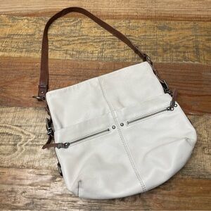The Sak Ashland Leather Cream Shoulder Tote bucket Bag Purse